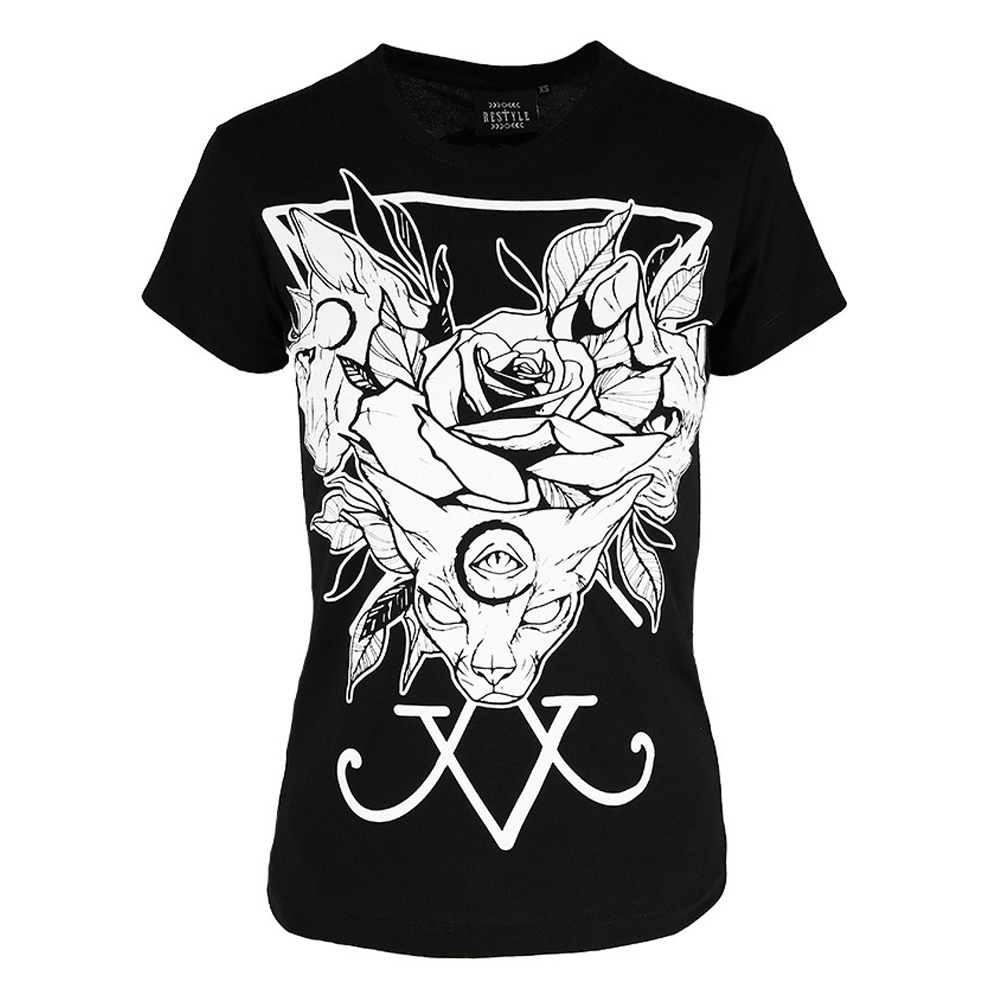 Restyle - Threeheaded Cat Ladies Tshirt - Black